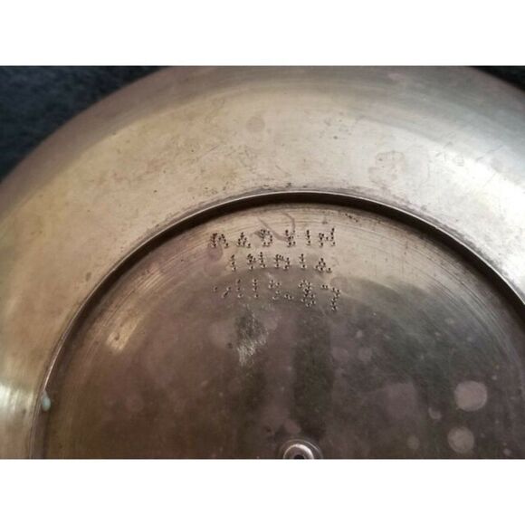 VINTAGE INDIA SOLID BRASS ROUND SHALLOW BOWL ENGRAVED  - Picture 3 of 6